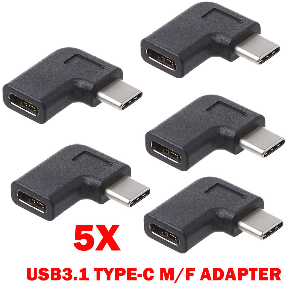 5x 90 Degree Right Angle USB 3.1 Type C Male To Female USB-C Converters Adapters