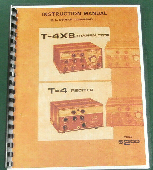 Drake T-4XB Owners Manual: 11" x 17" Foldout Schematic & Protective Covers!