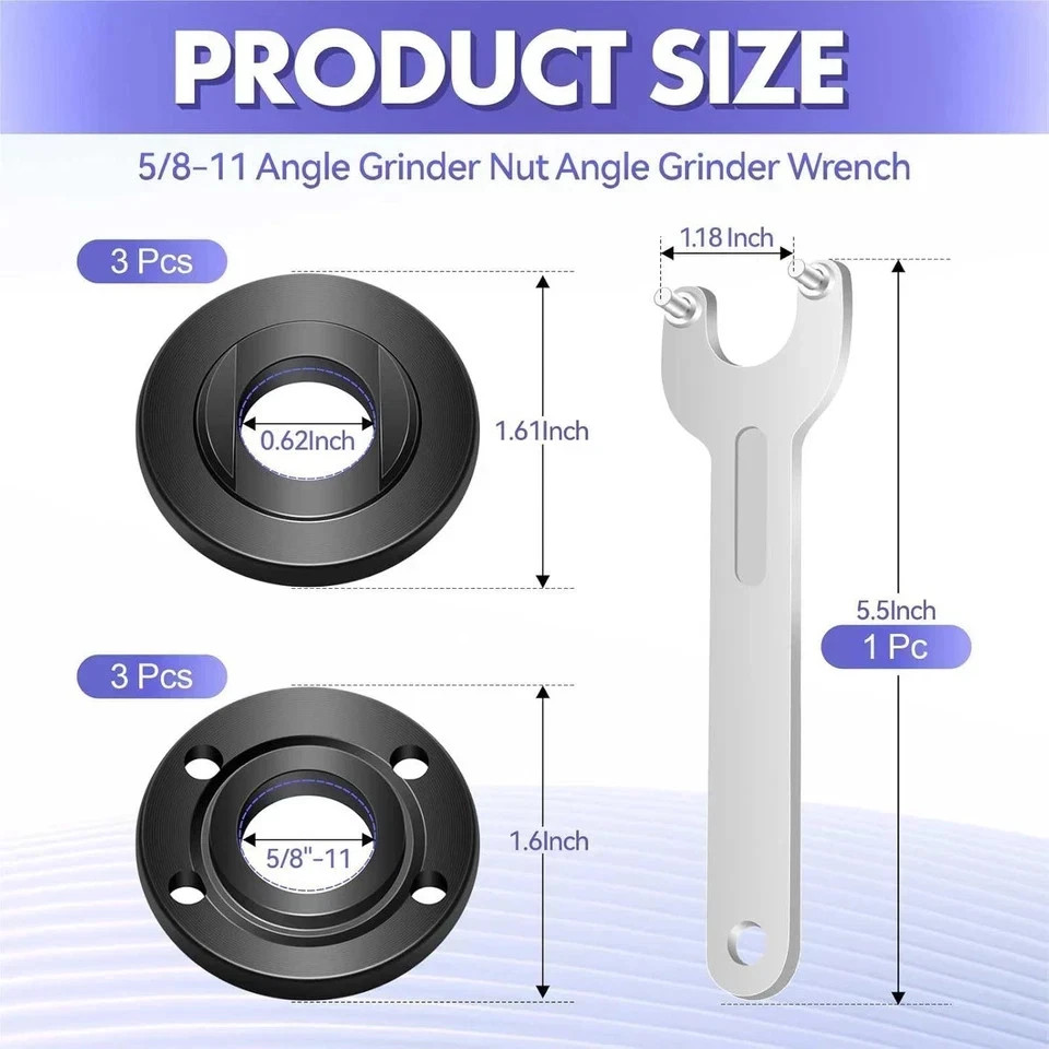 Grinder Flange Lock Nut Wrench Fit Milwaukee Dewalt Makita 4-1/2"5" 5/8-11 Parts