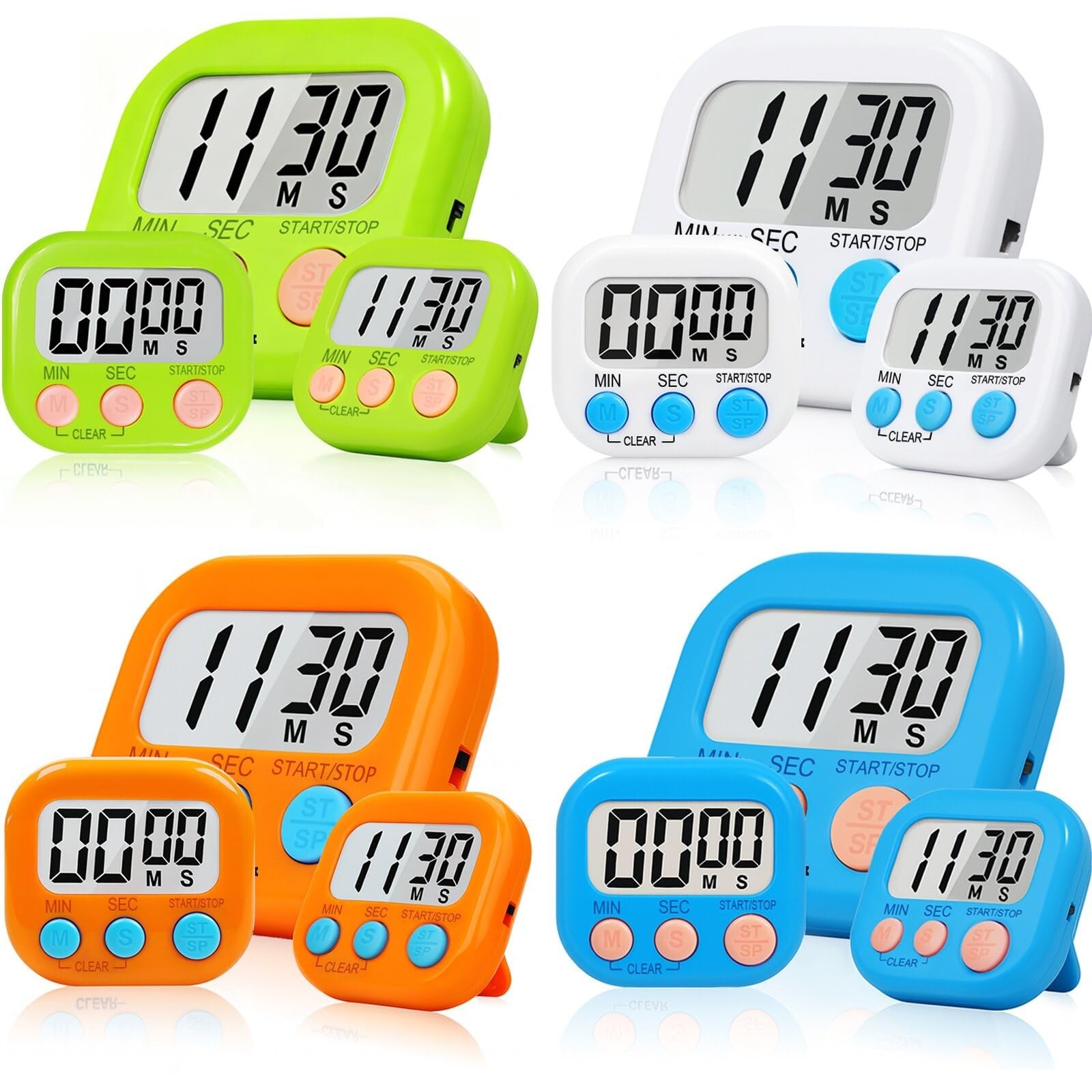12 Pack Magnetic Digital Timers - Loud Alarm Countdown Timers for Cooking, Class