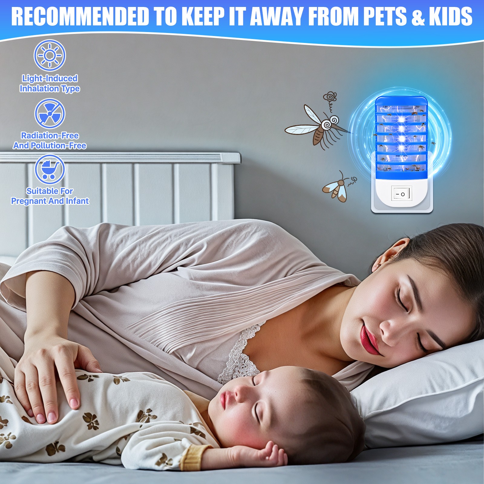 4 Dark Blue Rectangular Lamps: Efficient Mosquito-Killing Solutions