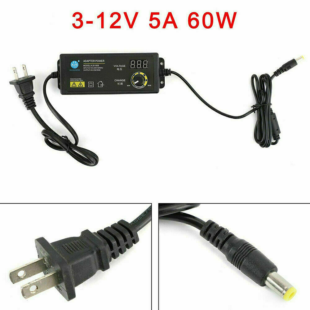Adjustable Voltage Power Supply 3-24V w/ LCD Display AC / DC Switch Adapter US