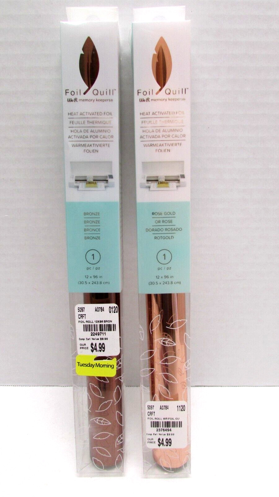 We R Memory Keepers Foil Quill Heat Activated Roll 12" X 96" Bronze & Rose Gold