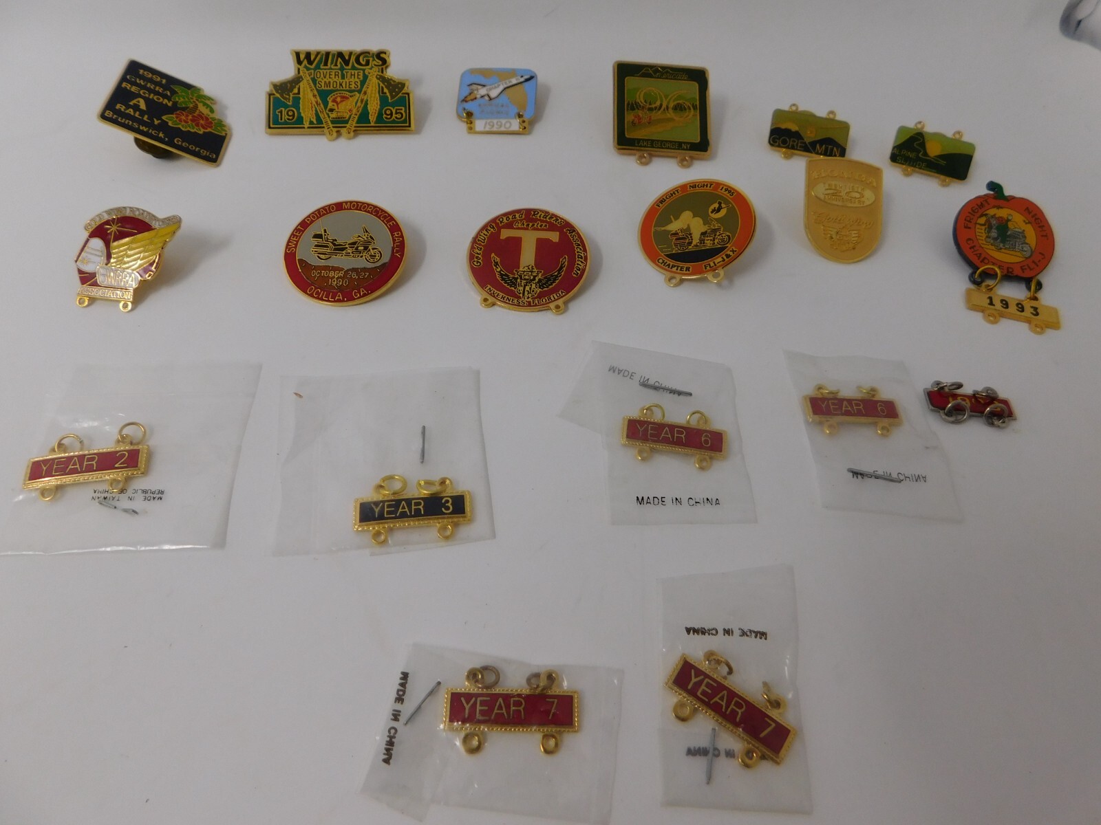 Honda Motorcycle Biker Hat Vest Pins Gold Wing GWRRA + Add Ons Lot of 12 Vintage