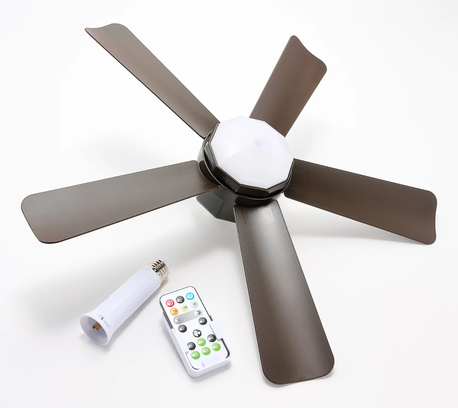 Cascade Pro 2-in-1 Socket 19" Ceiling Fan & LED Light+Remote - White,Black,Brown