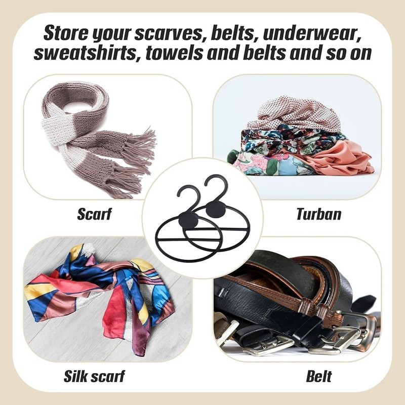 Scarf Hang Hooks Organizer Lightweight Space Saving Hangers Closet Storage New