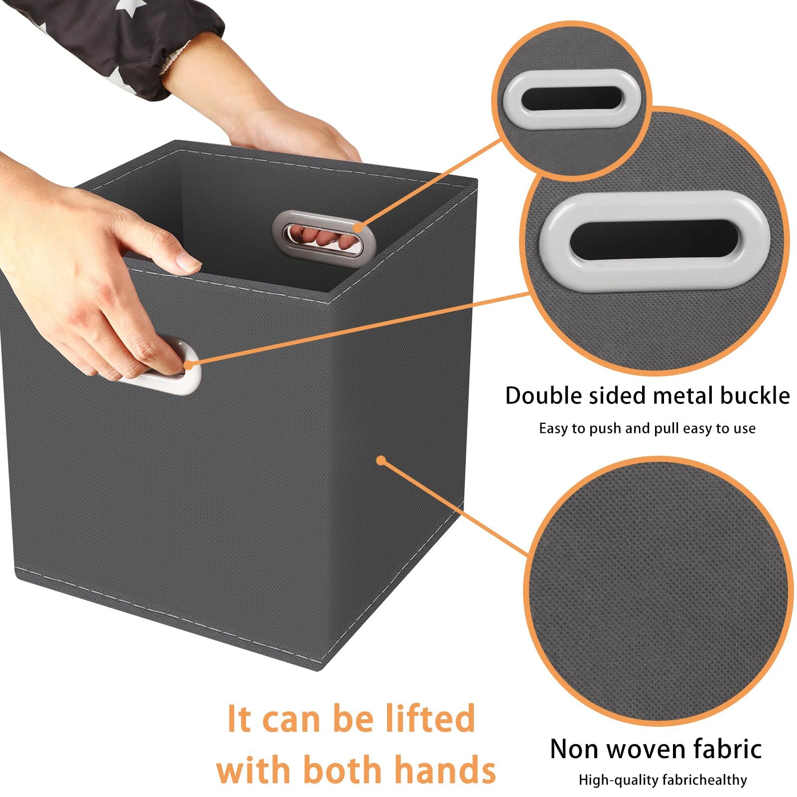 Yunkeeeper Storage Bins Cubes Fabric Cube Organizer With Handle Foldable Cube Bi