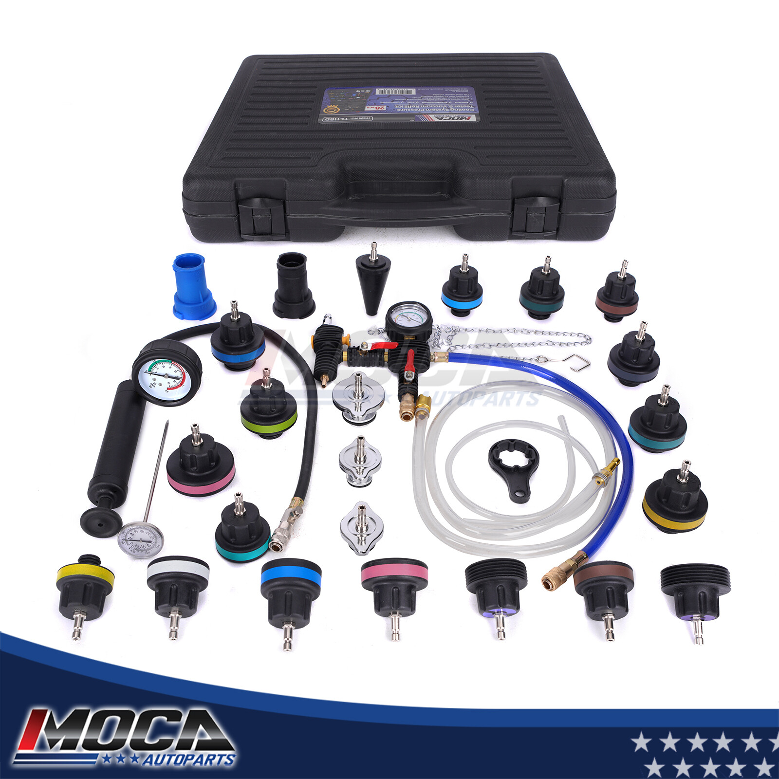 28pcs Radiator Pressure Tester Vacuum Cooling System Refill Kit with User Manual