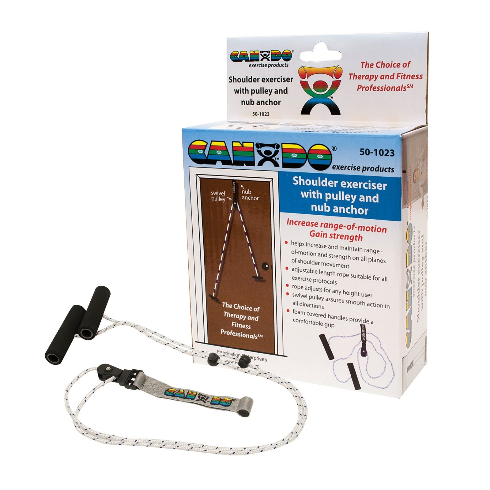 CanDo shoulder exerciser Pulley Strap and Nub Anchor Overdoor Portable Therapy