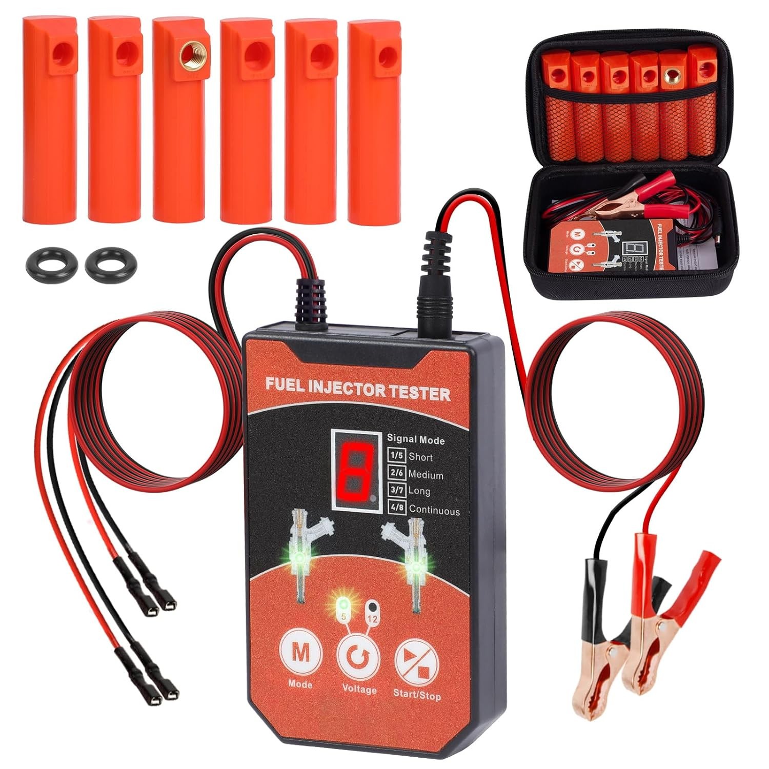 Fuel Injector Tester Cleaner Tool Kit 6 Adapters 8 Pulse Diagnostic Tool