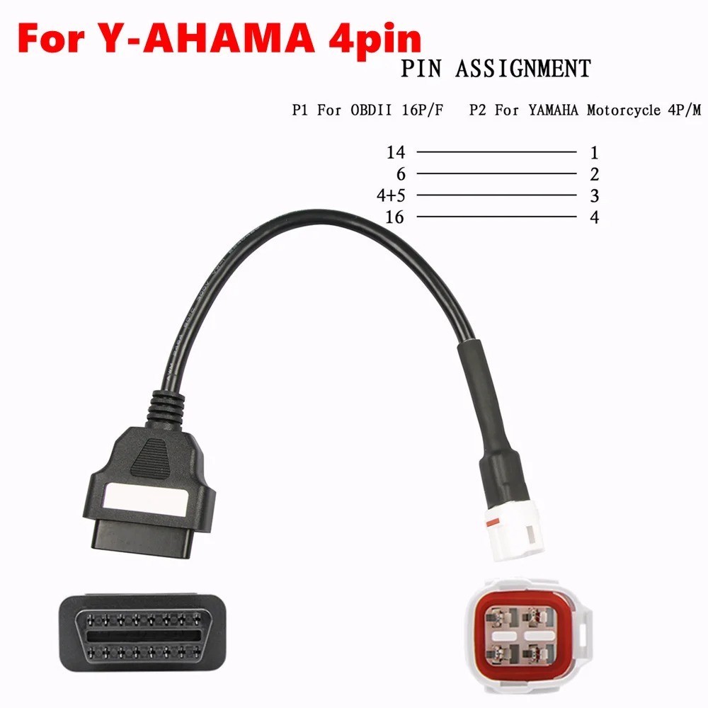 4 Pin OBDII Diagnostic Cable OBD Fault Code Reader Connector Only for Yamaha