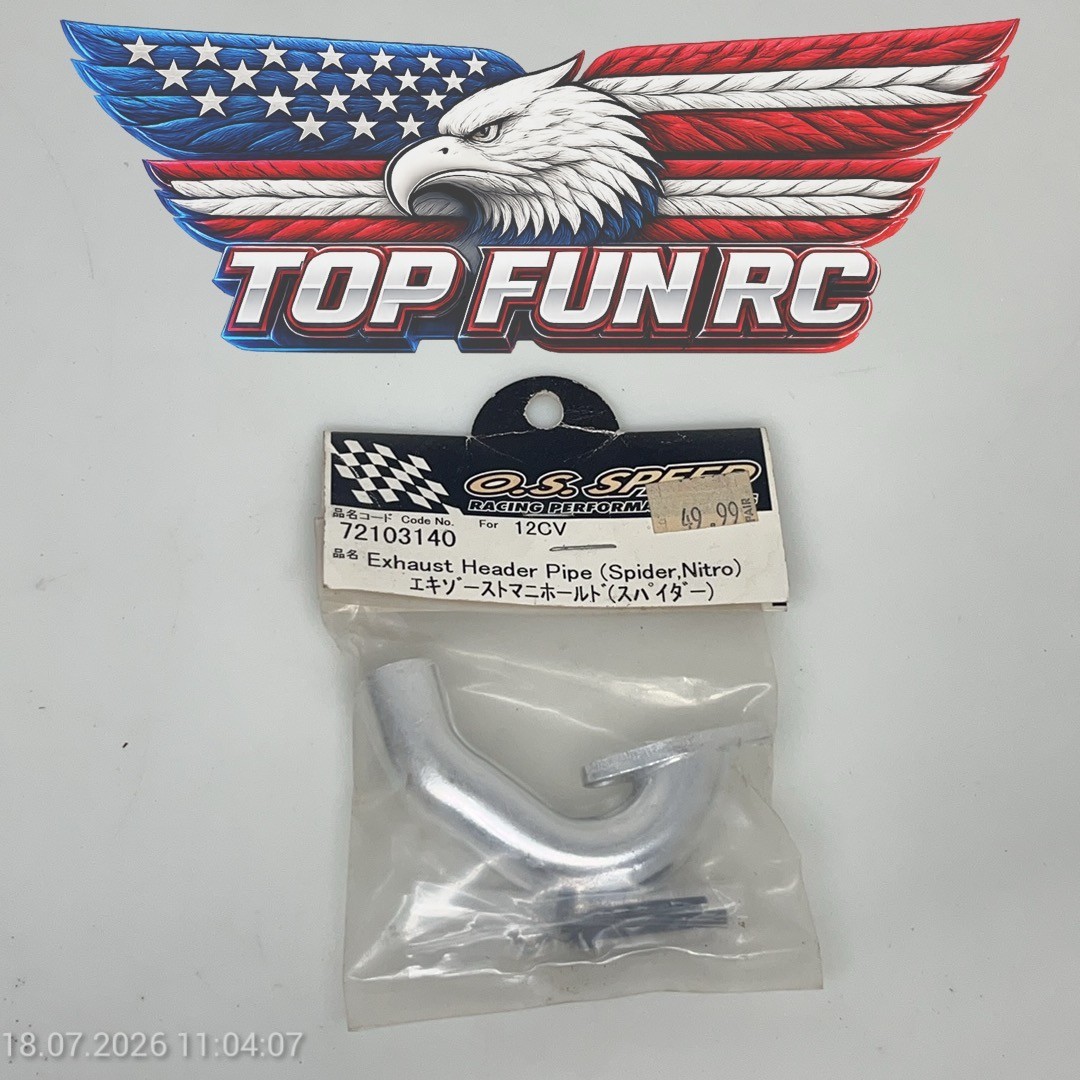 O.S. 72103140 180 degree exhaust header pipe for 12CV and .15CV nitro engines