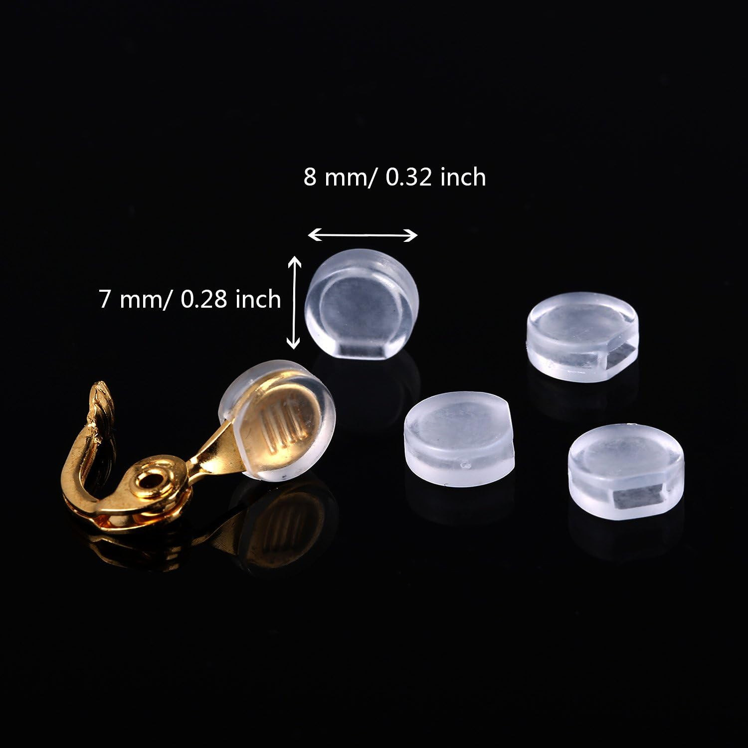 Maxdot 100 Pieces 4 Size Earring Back Pads Clear Silicone Comfort Earring Cushio
