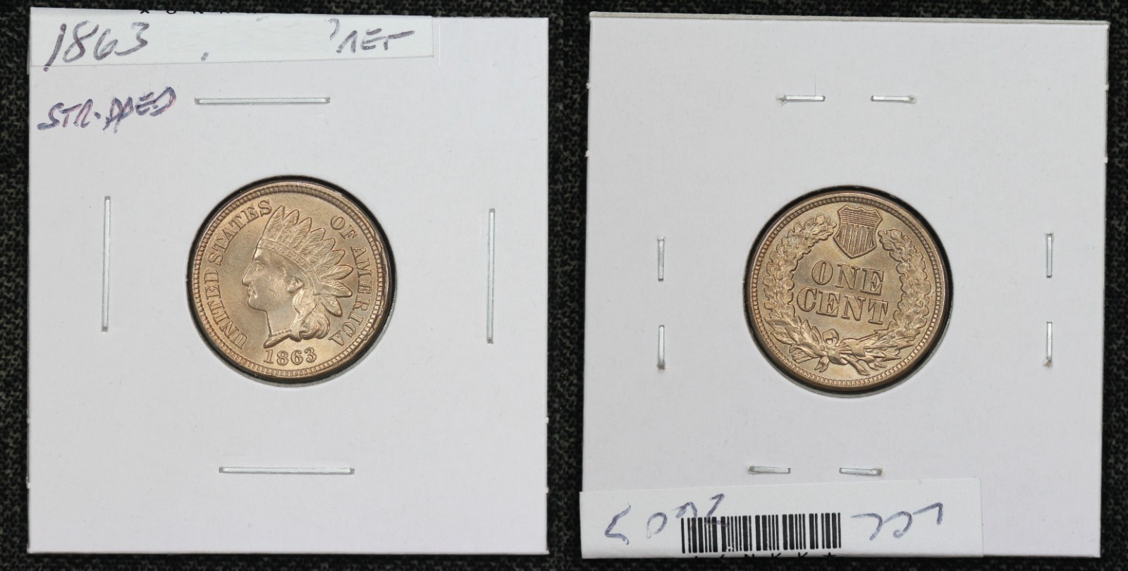 1863 Indian Cent BU Details Stripped 6NKK