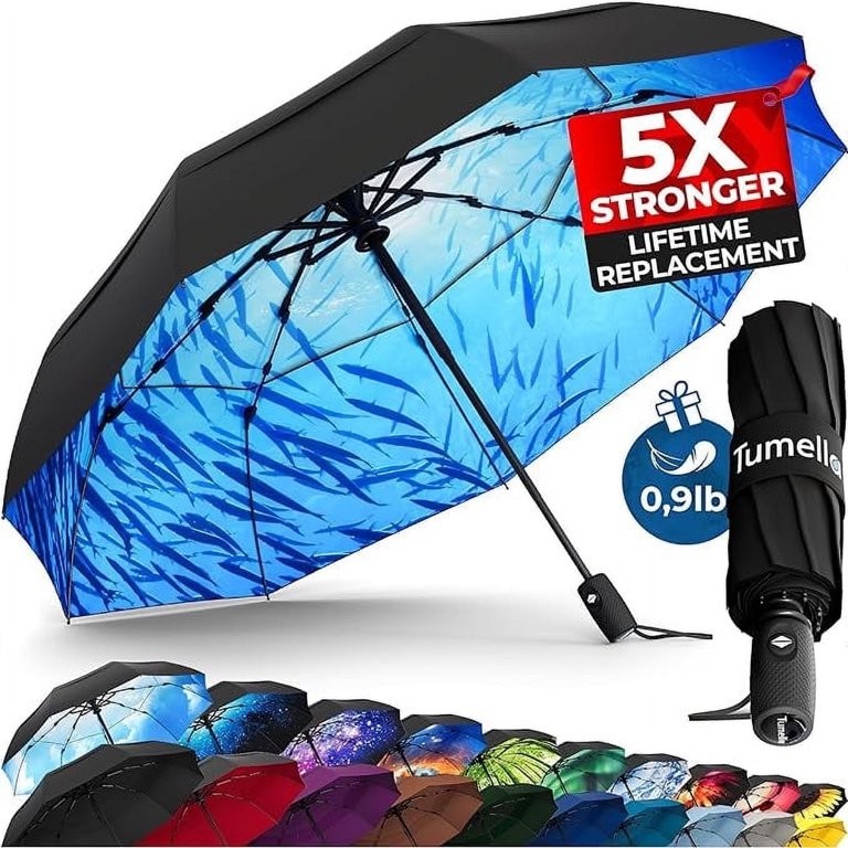 Windproof Travel Umbrella Compact Auto Open Folding Rain Umbrella Portable