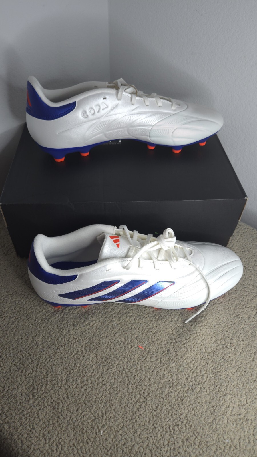 NIB Adidas Copa Pure 2 League FG Mens 12 White Blue Soccer Cleats IG6408