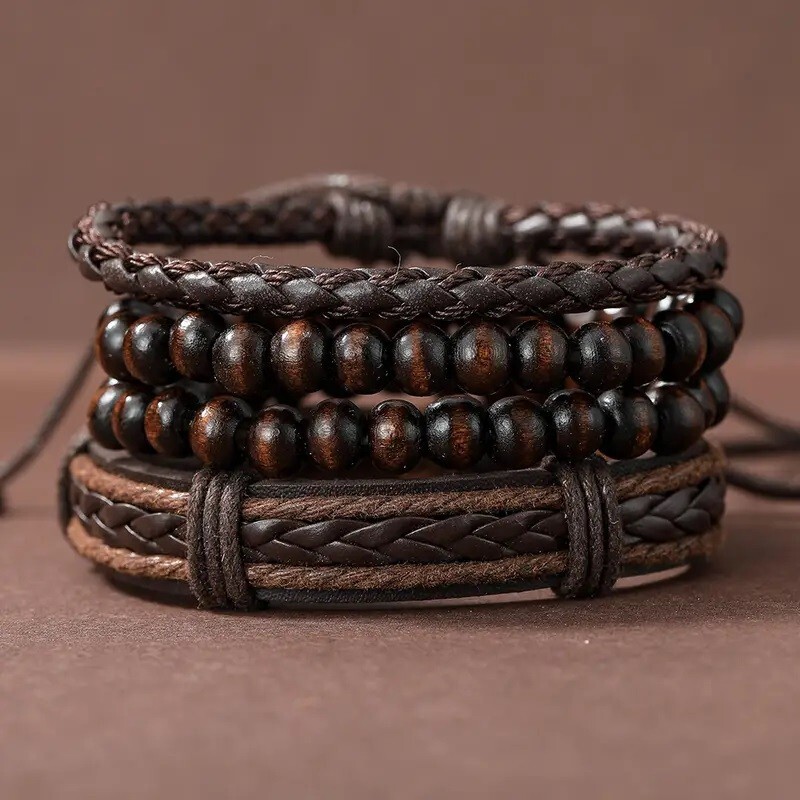 4 piece Woven Handmade Bracelet with Beads