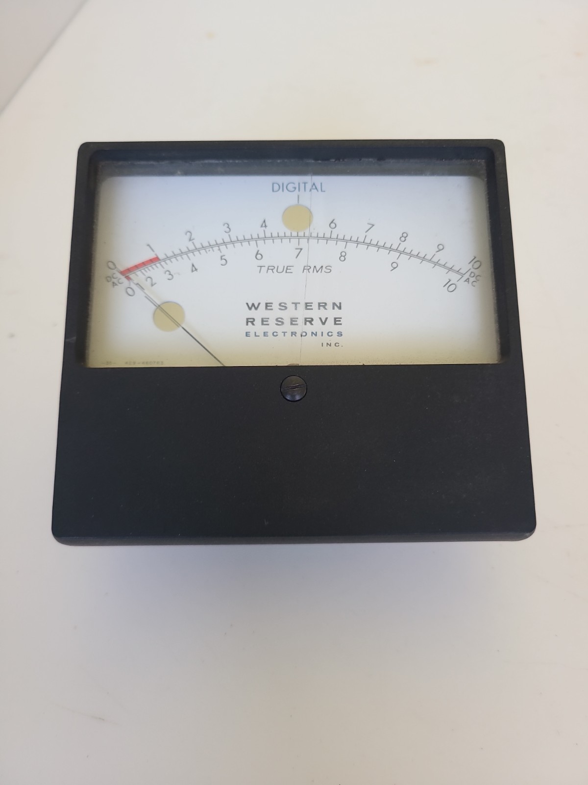 Western Reserve Electronics Model 503 panel meter, TRUE RMS 0-10 AC/DC, Crack!