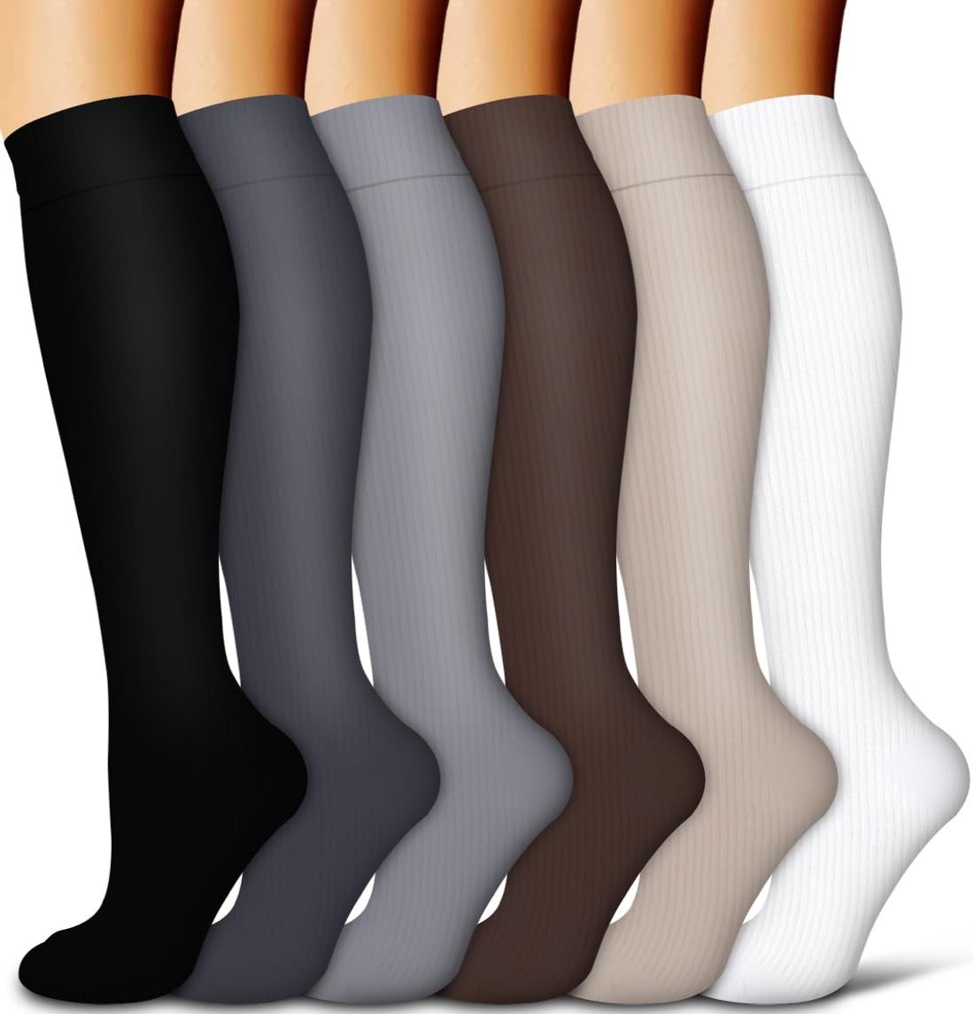 Copper Compression Socks Small-Medium, 12c Black/Gray/Gray/Brown/Nude/White
