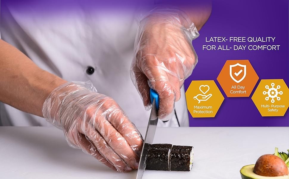 Clear Food-Prep Poly Gloves |Multipose Latex-Disposable