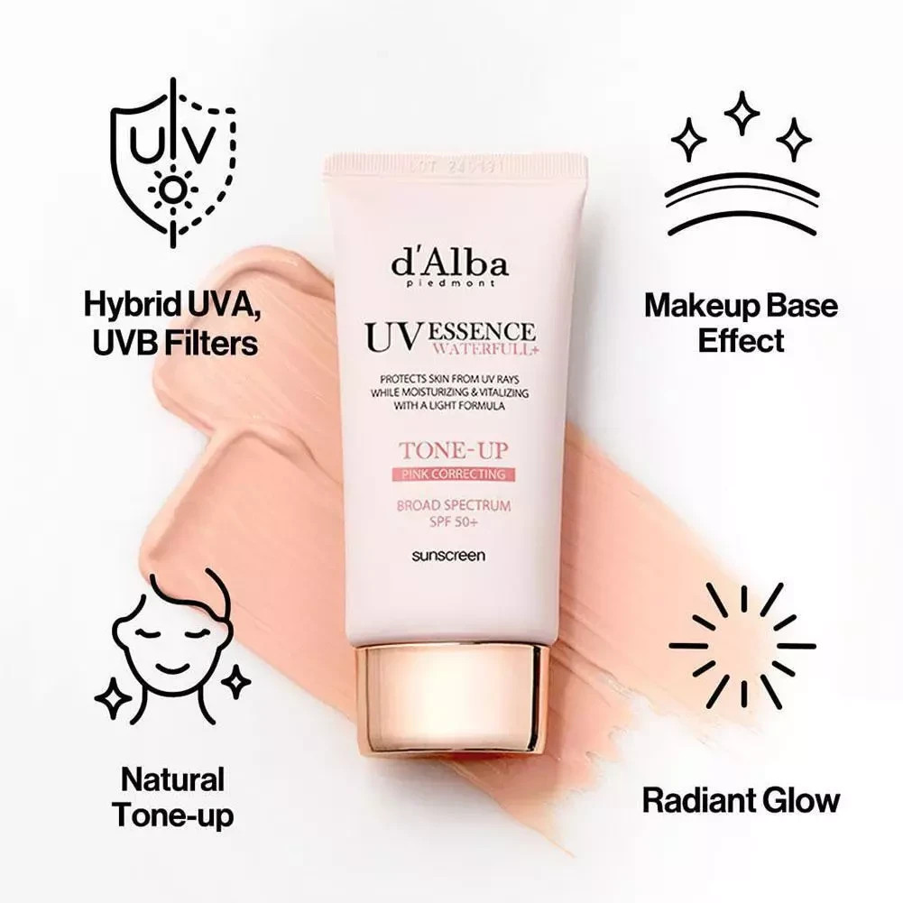 D’ALBA Waterfull Pink Tone Up Sunscreen 50ml SPF 50+ PA+++ - FREE SHIPPING