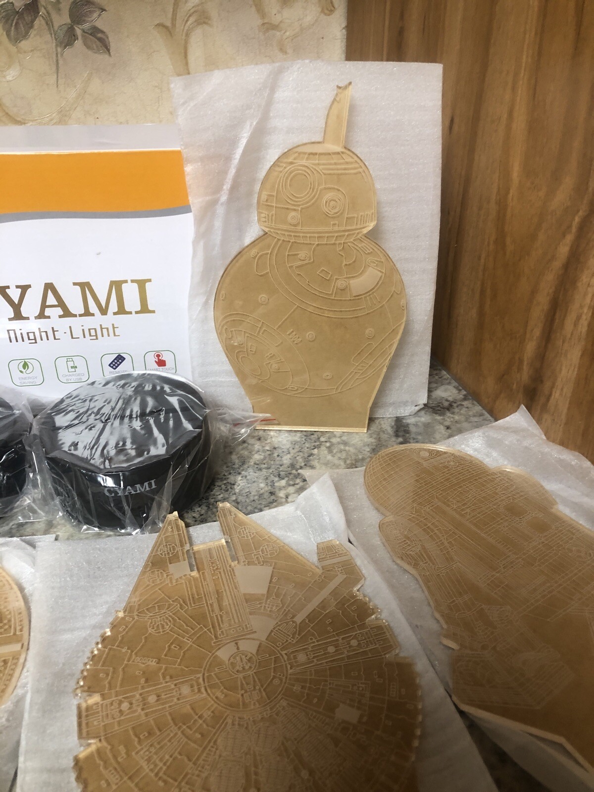 Open Box Cyami Star Wars Night Light W/ Remote Controller 2 Pack