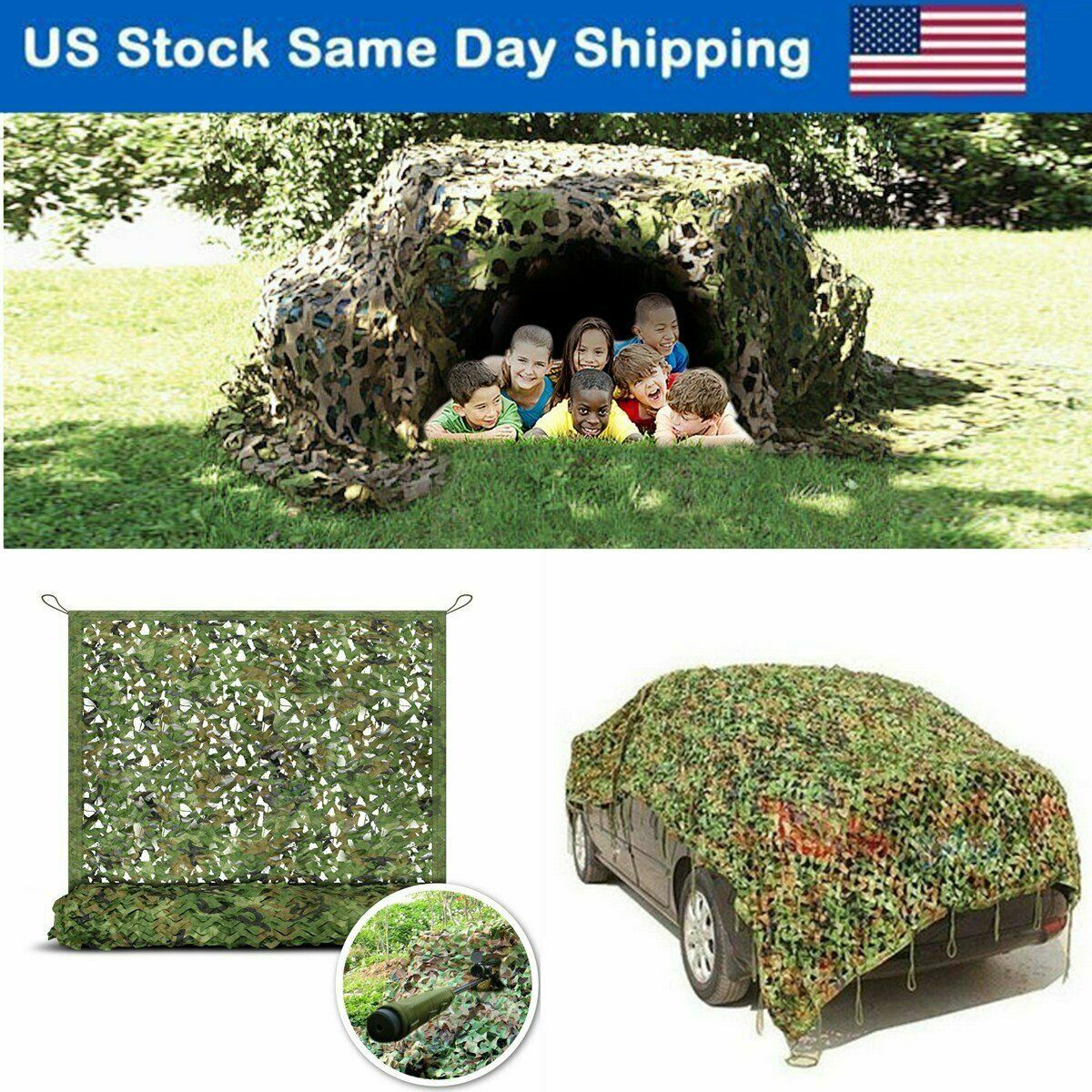 13FT*5FT Camo Netting Woodland Military Camouflage Mesh Netting Camping Hunting