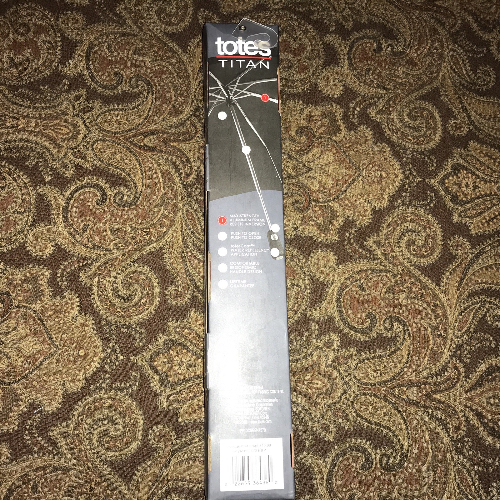 Totes Blue/Gray Automatic Umbrella NWT