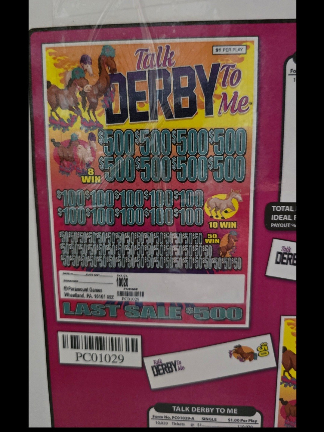 Talk Derby To Me Pull Tab Tickets - Jar Tickets - Game - 10200