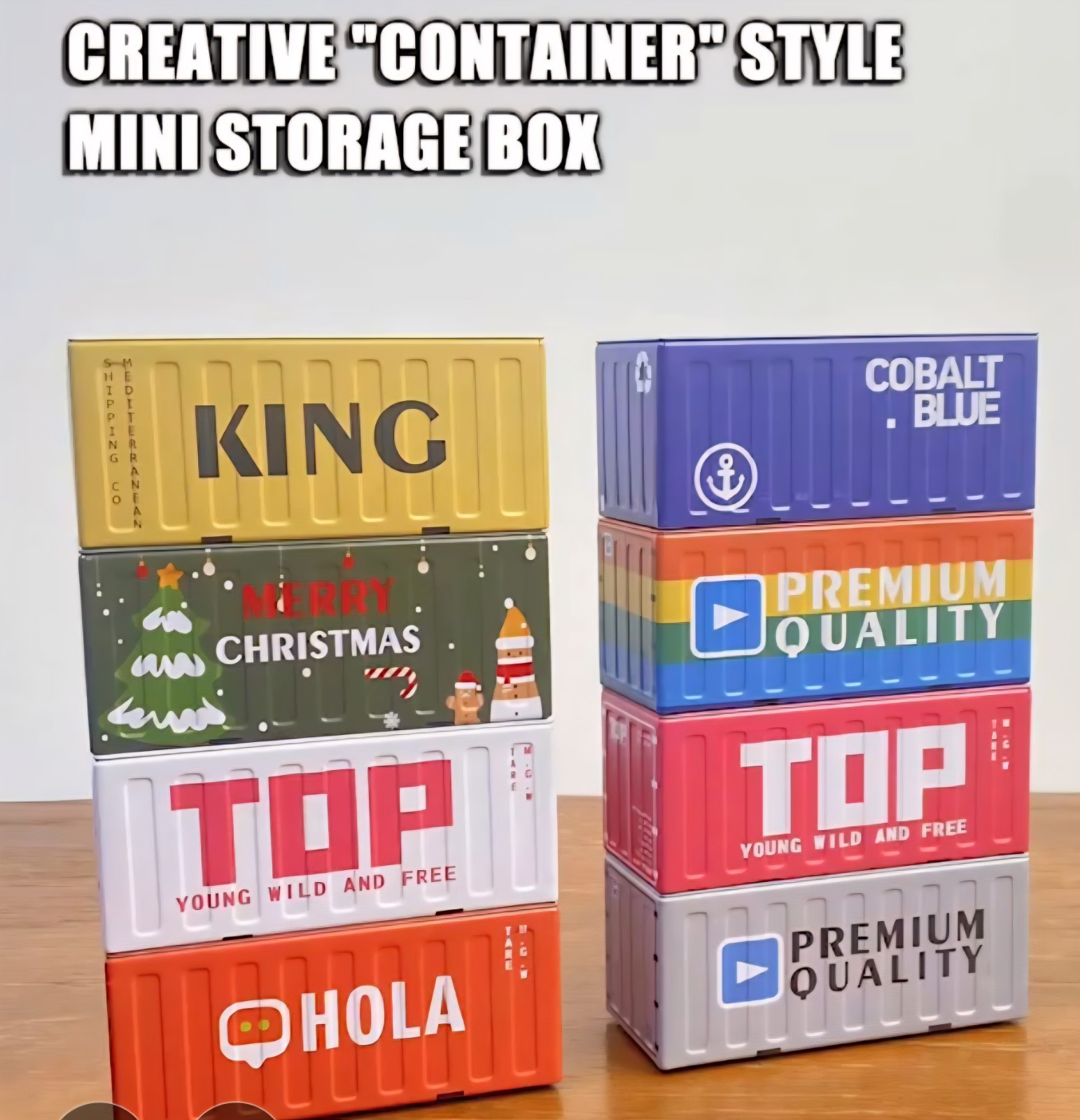 Mini Storage Box Creative " Container" Style - Desktop Organizer w/lid - Metal