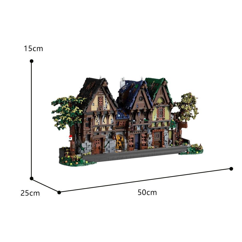 Medieval Modular Street Building Blocks Set DIY Model MOC Bricks Toys Collection