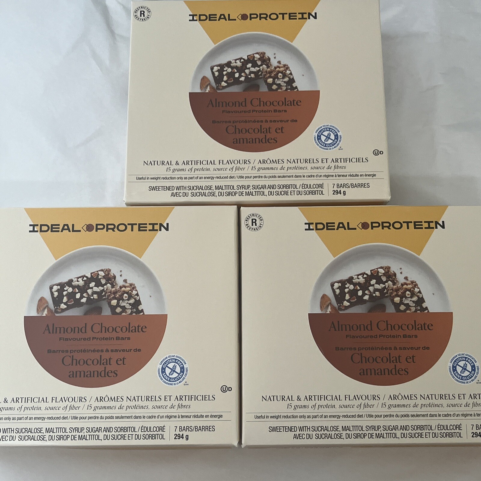 3 boxes Ideal Protein Almond Chocolate bars BB 04/30/27 FREE Ship