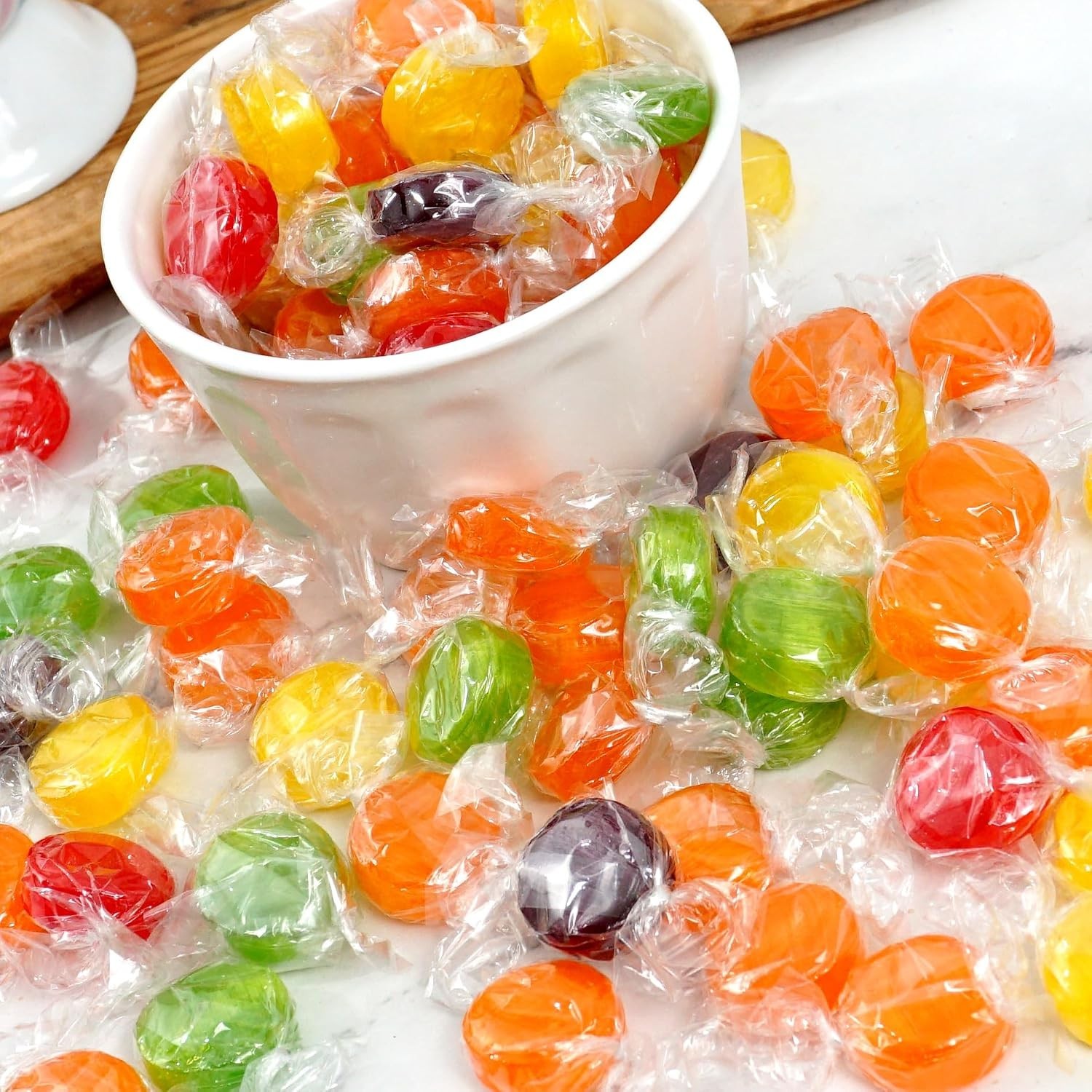 Assorted Fruit Hard Candy, 1 Pound Bulk Candy Approx. 75 pcs., Individually W...
