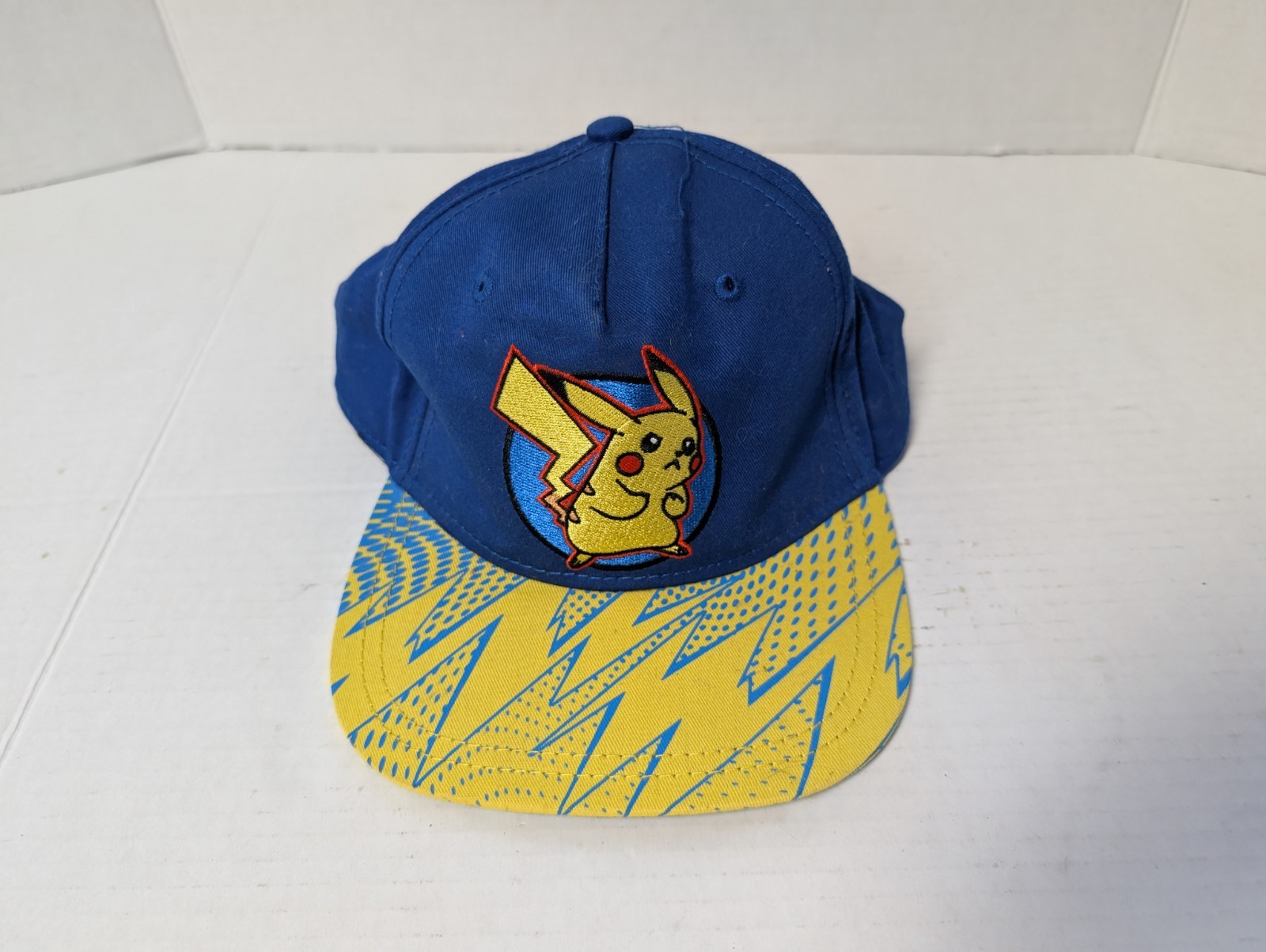 2017 Pokemon Pikachu Flat Bill Snap Back Hat Youth Cap OSFM blue yellow- Retro