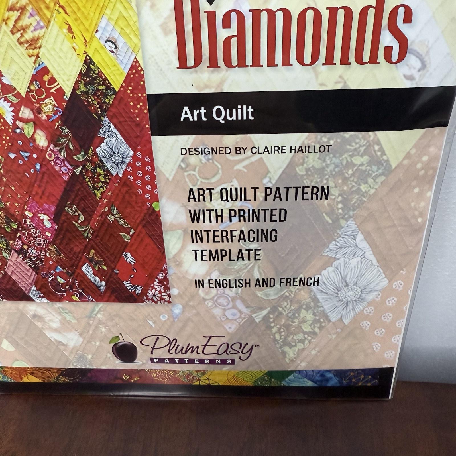 Plum Easy Dancing Diamonds Art Quilt Pattern With Printed Interfacing Template