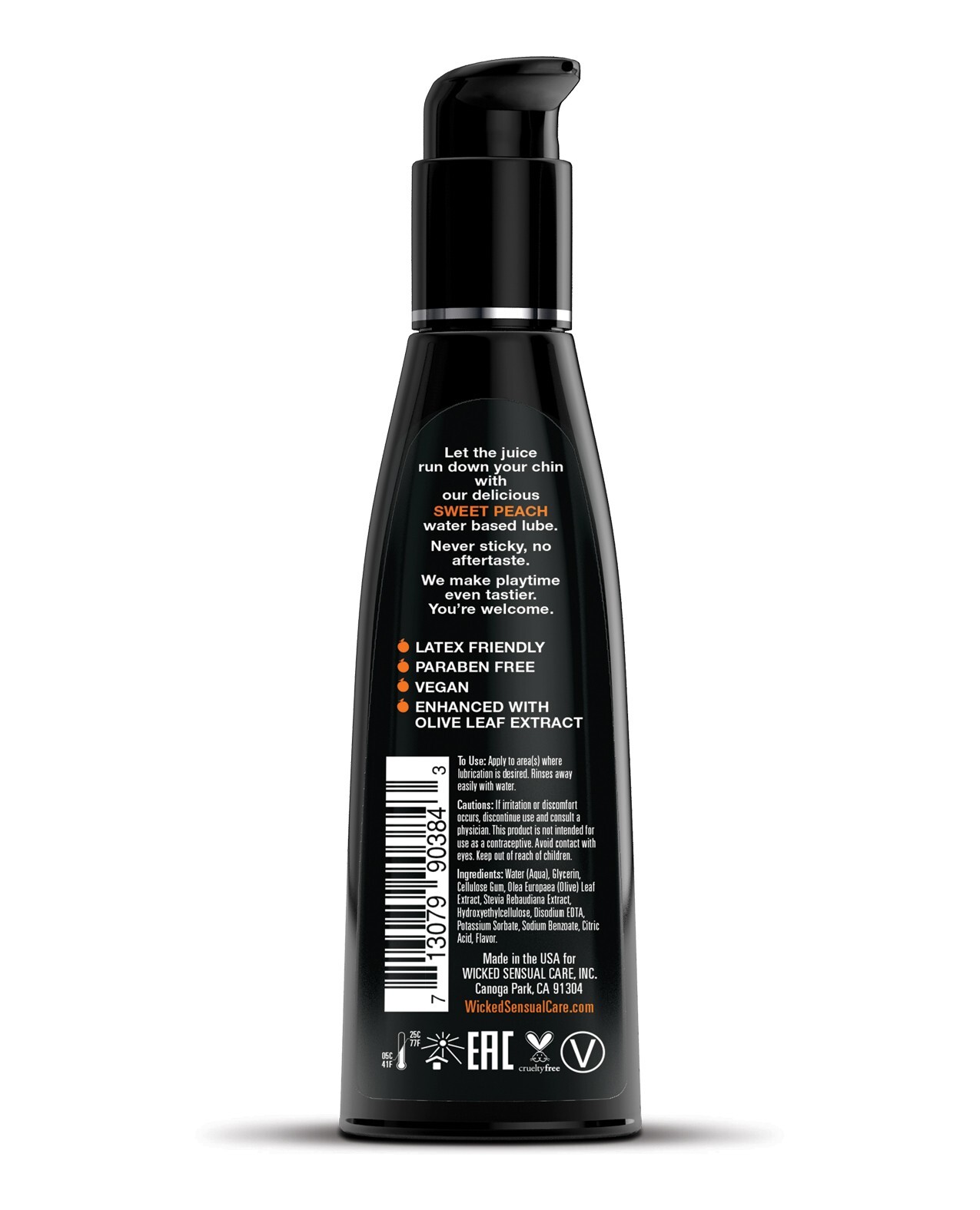 Wicked Aqua Sweet Peach Flavored Water Based Lube - 4 oz