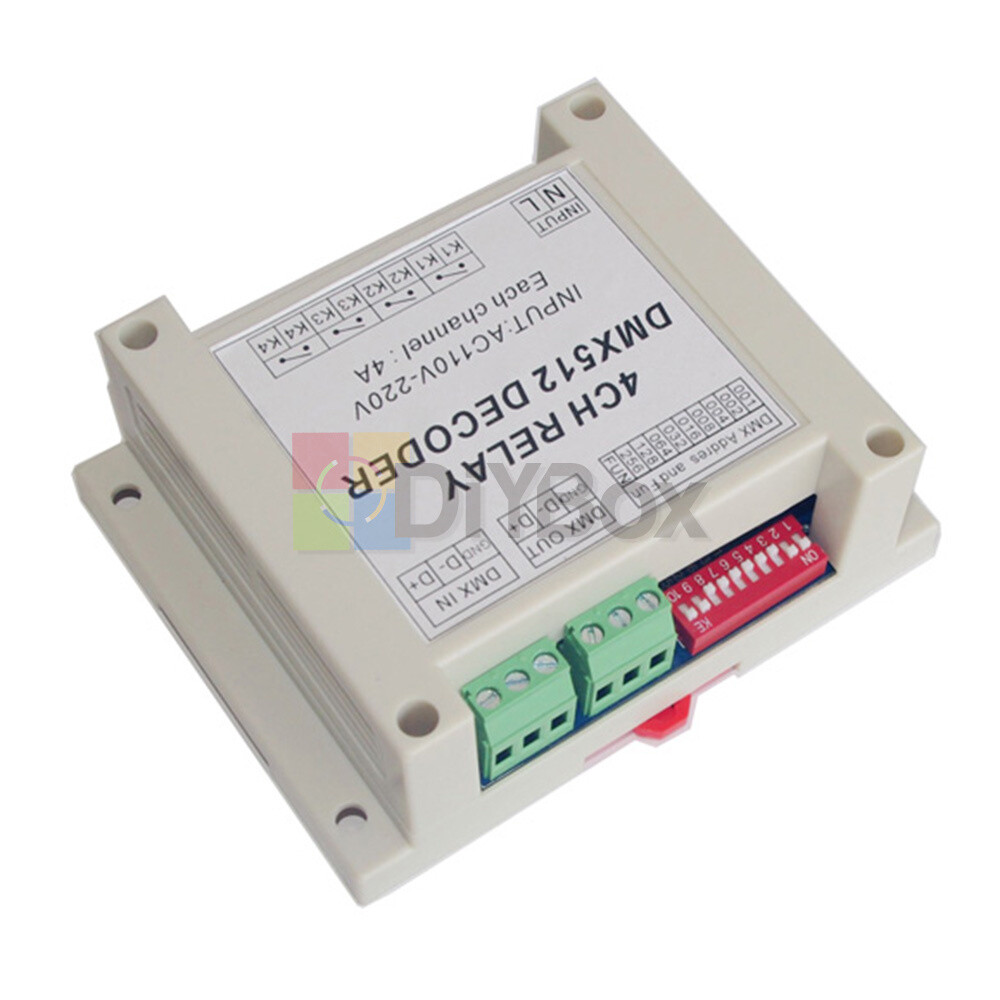 AC110-220V 4 Channel DMX512 Relay Switch DMX Relay Controller With Case New