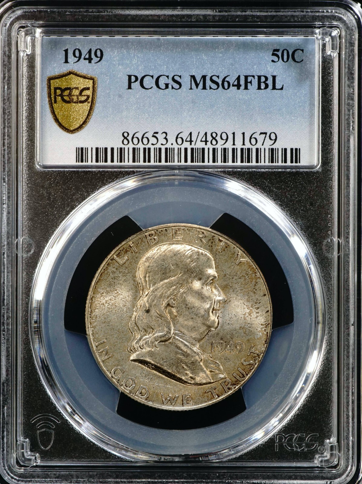1949 Franklin Half Dollar Uncirculated PCGS MS64 FBL Bronze Toning   679