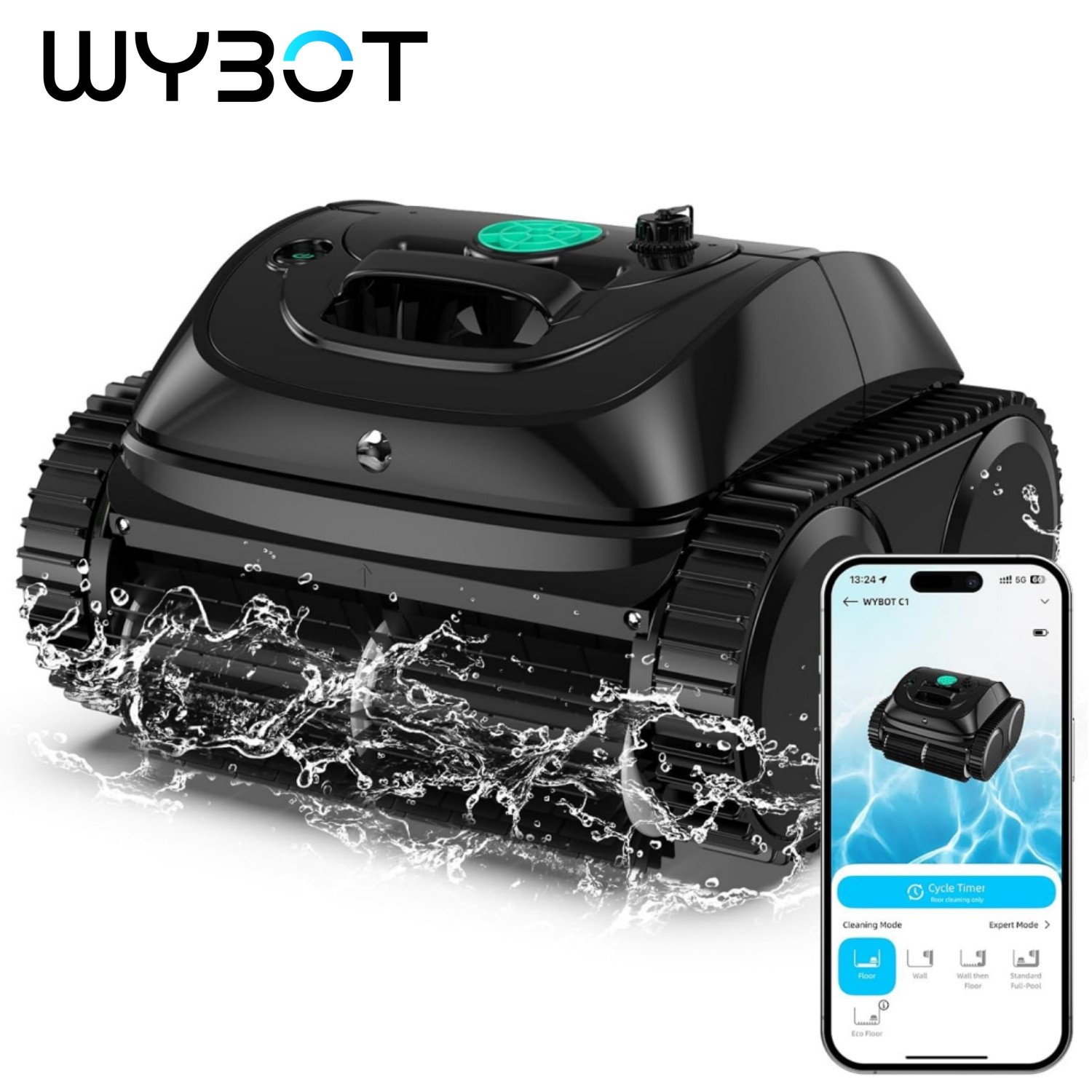 WYBOT C1 Cordless Robotic Pool Cleaners Pool Vaccum Wall Climbing App Control US