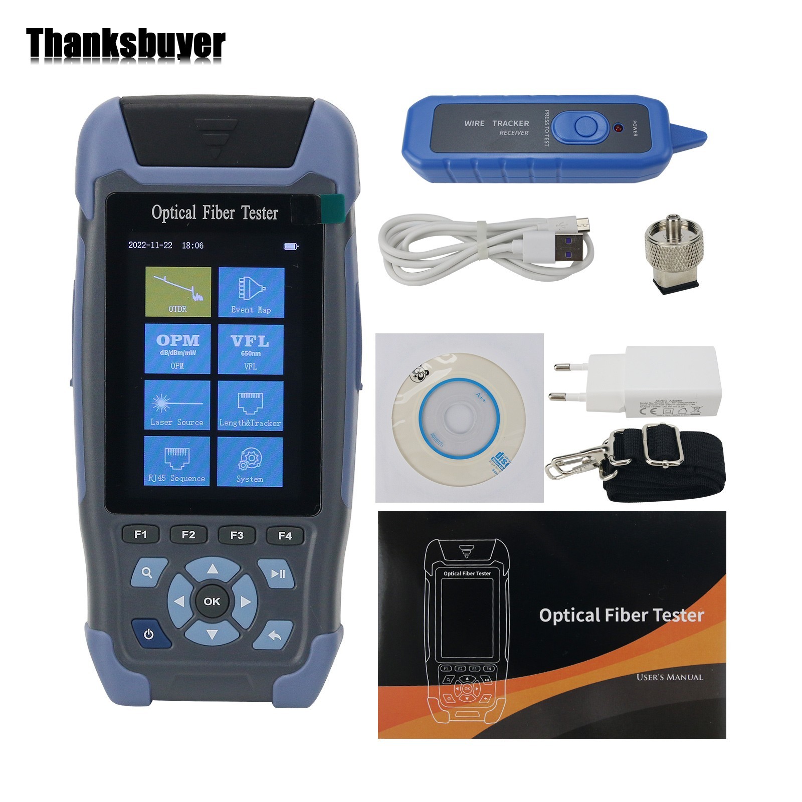 Optical Time Domain Reflectometer w/OTDR OPM LS VFL RJ45 Cable Order Flashlight