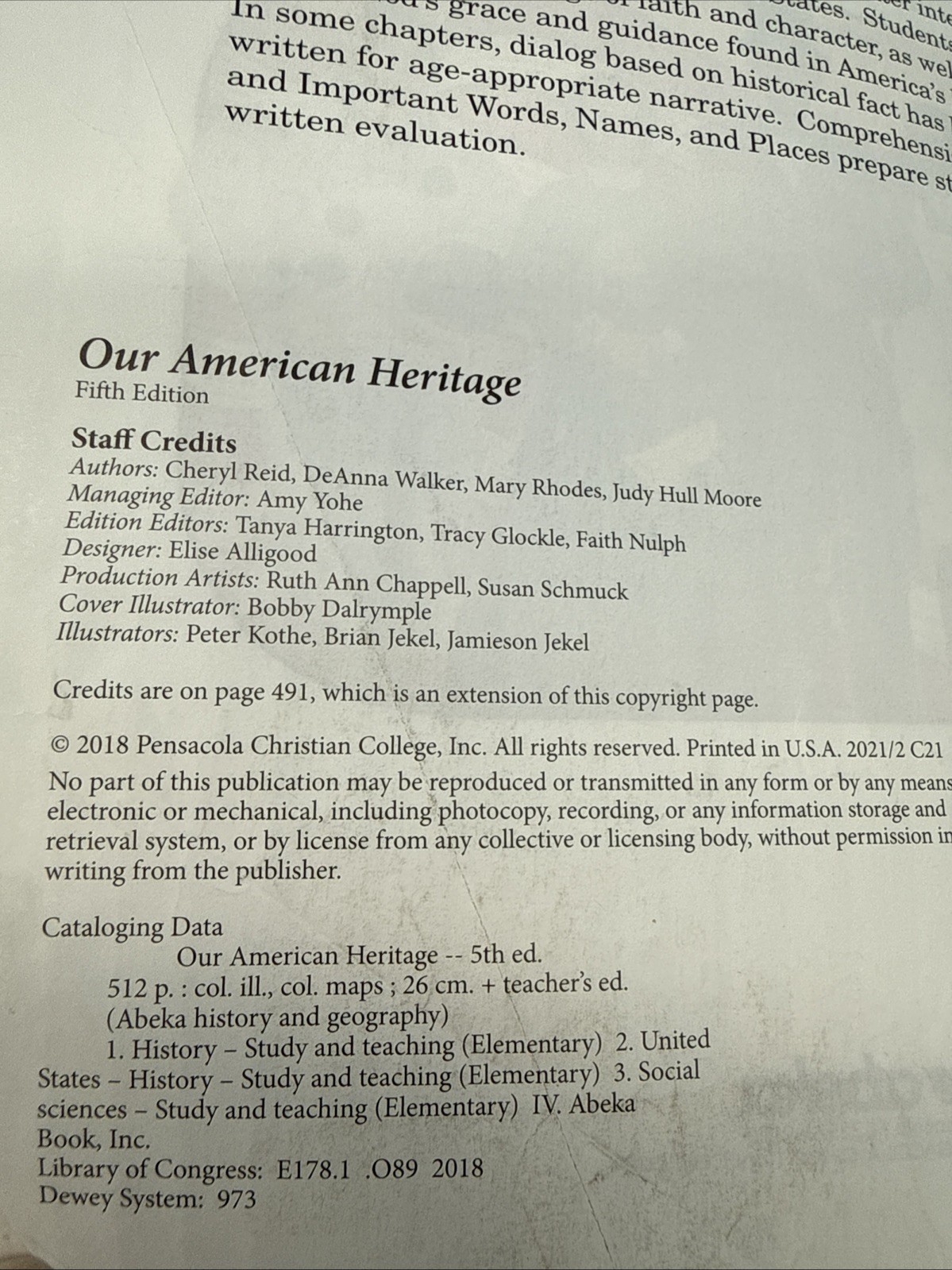 Abeka Our American Heritage Student Text - 3rd Grade History (5th Edition)