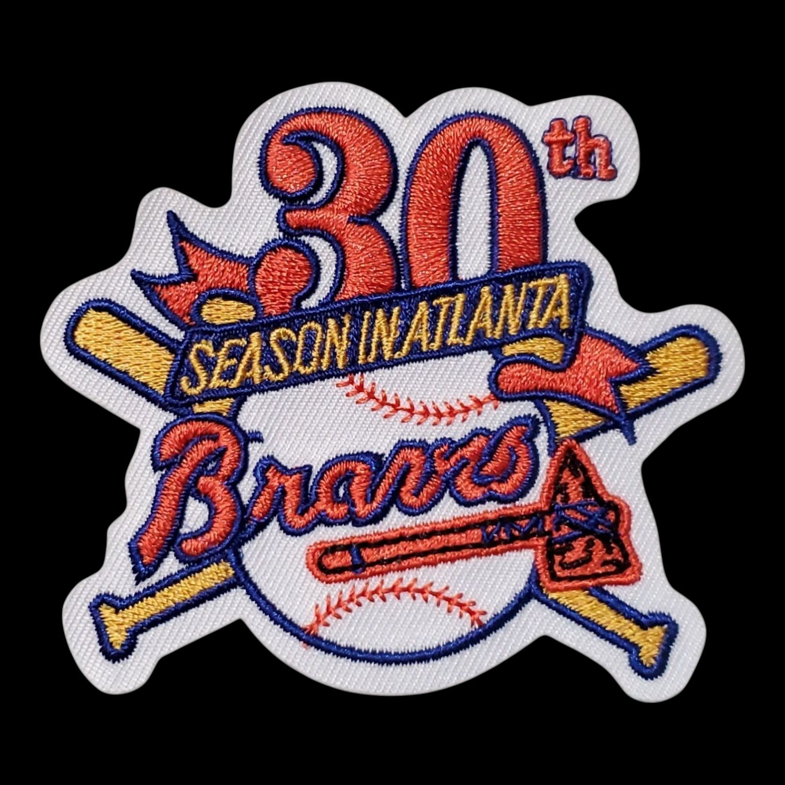 Vintage 1995 30th Season Patch. MLB. Atlanta Braves Embroidered Iron On 3"x2.75"