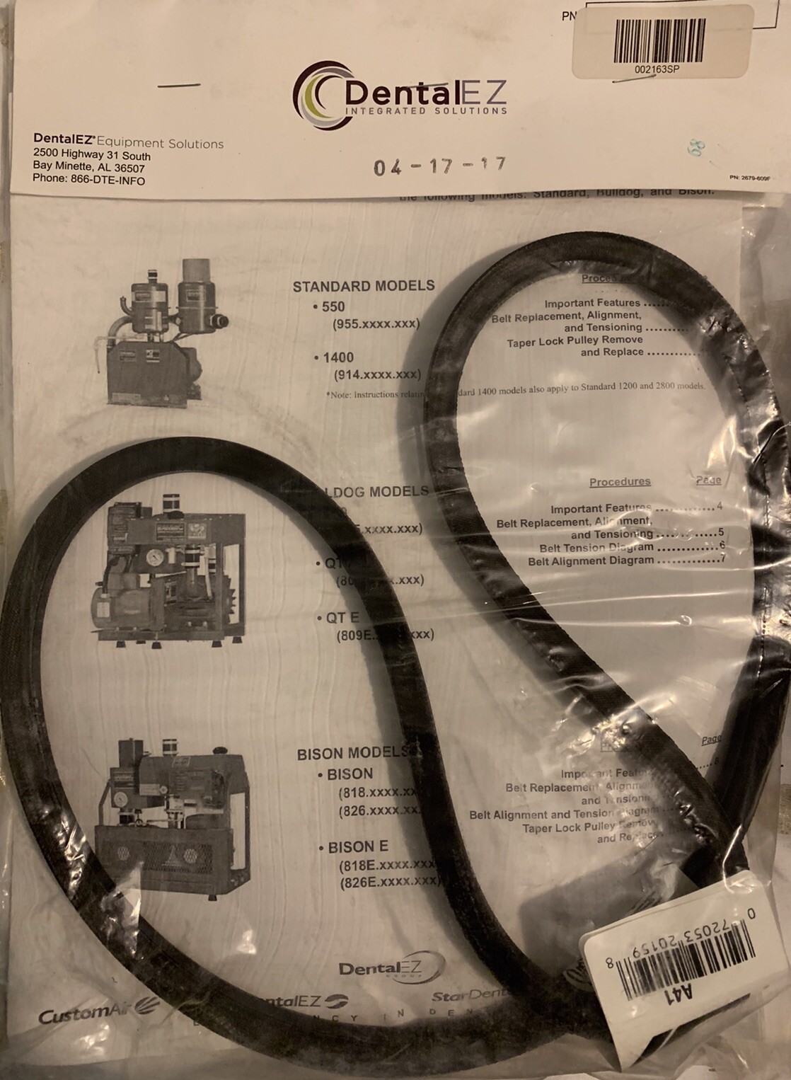NEW RAMVAC Universal dental Vacuum pump replacement belt Bulldog 550 qt  Bison