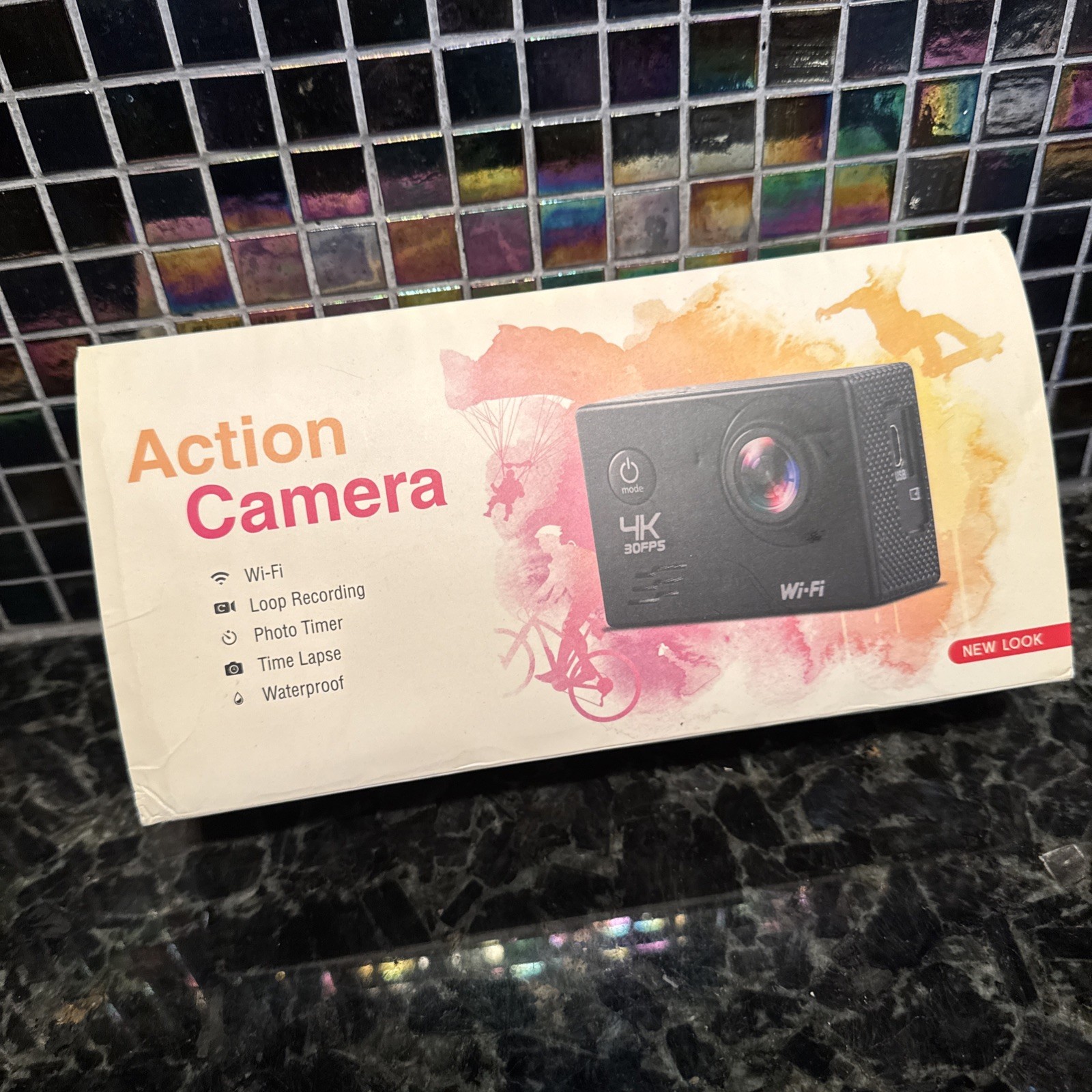 4K 30FPS 16 MP Action Camera Black New Open Box Wifi Loop Recording Waterproof