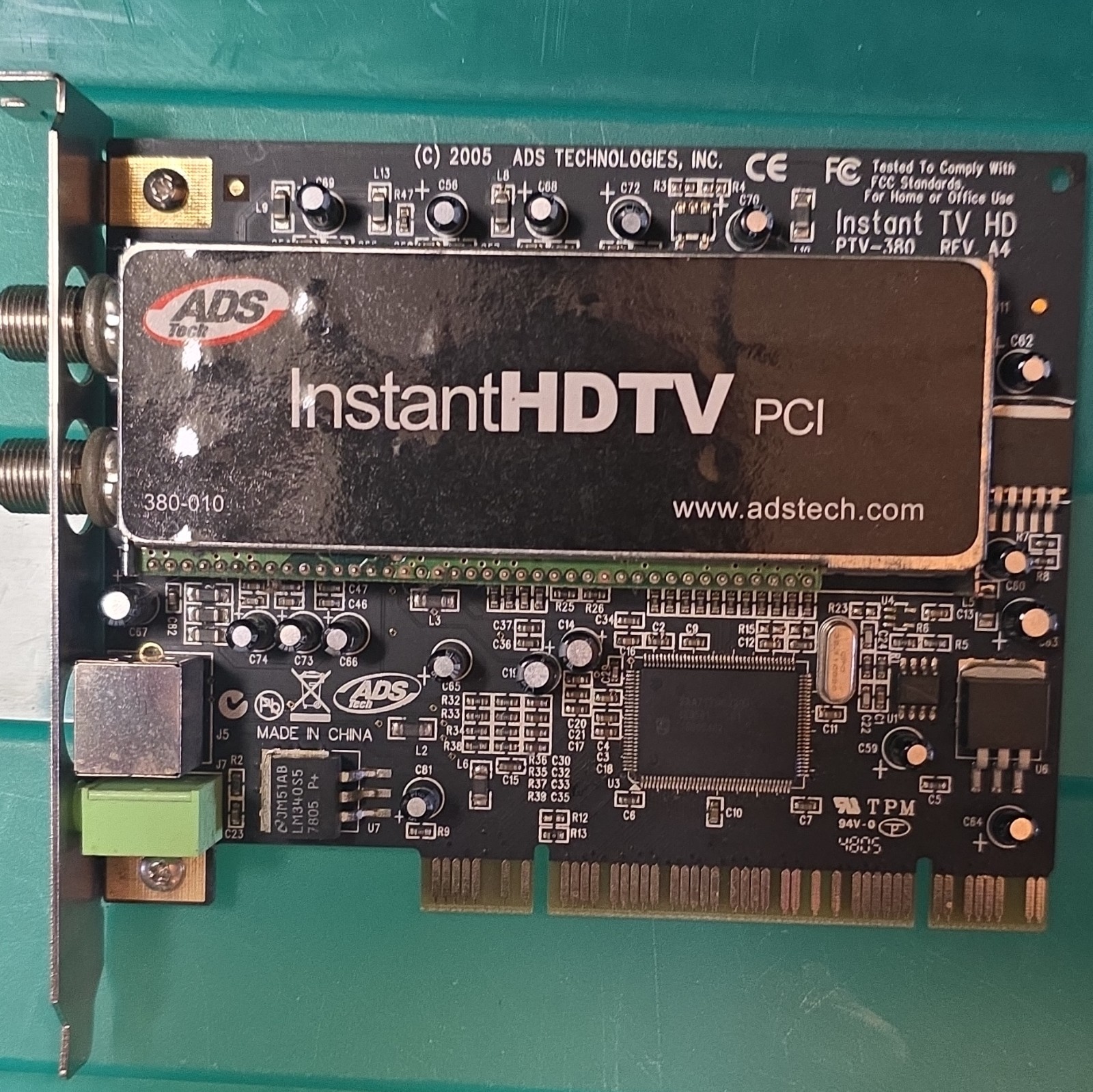 ADS InstantHDTV PCI ATSC TV Tuner Card 380-010 Dual RF Coax 2-Port