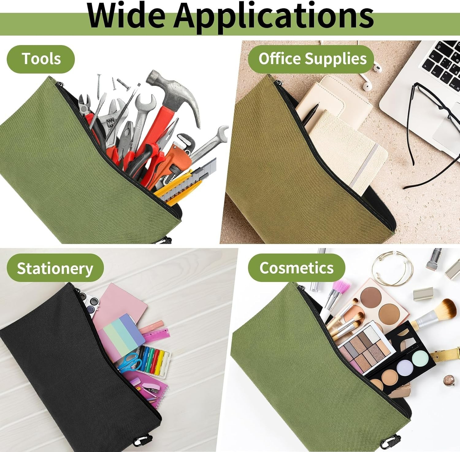 Moisture-Resistant 3 Pack Tool Pouches - Organizers in Three Colors