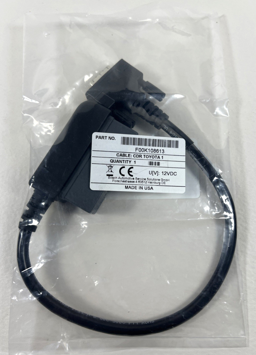 Toyota Bosch CDR Crash Data Retrieval Direct-to-Module 613 Cable F00K108613