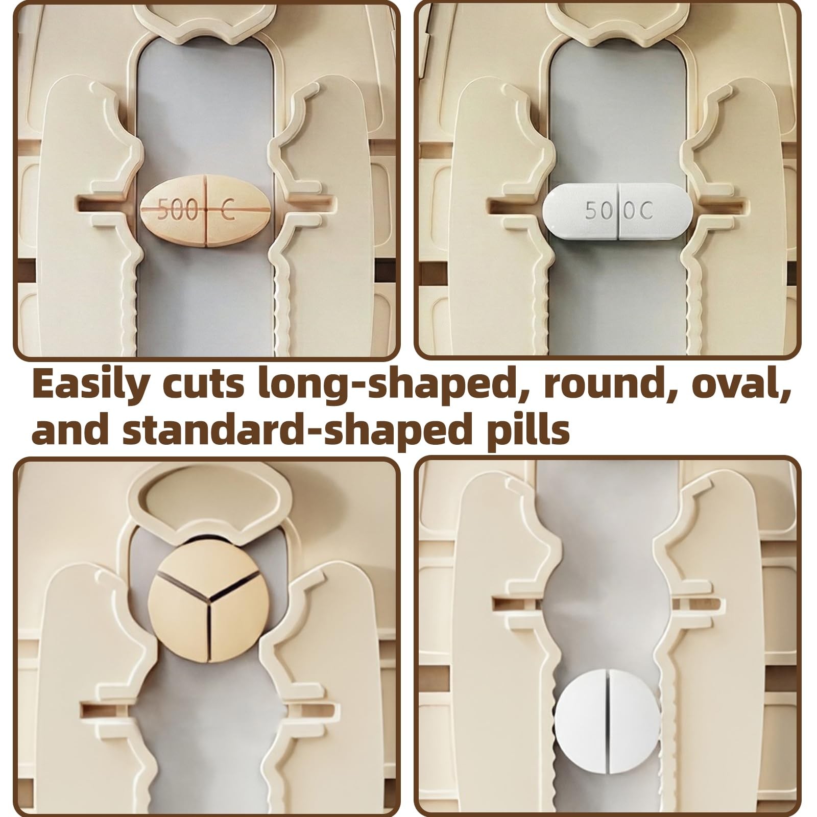 Adjustable Slot Pill Cutter - Fits Small/Large Pills, Vitamins, Multicolor