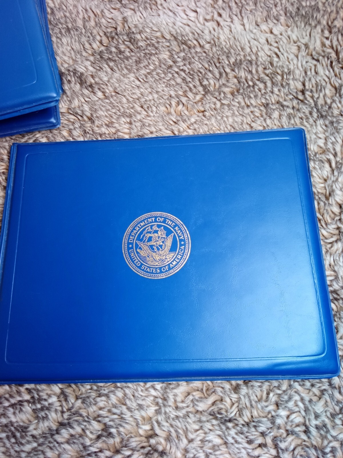 Department of the Navy United States of America Diploma Certificate Holder Blue
