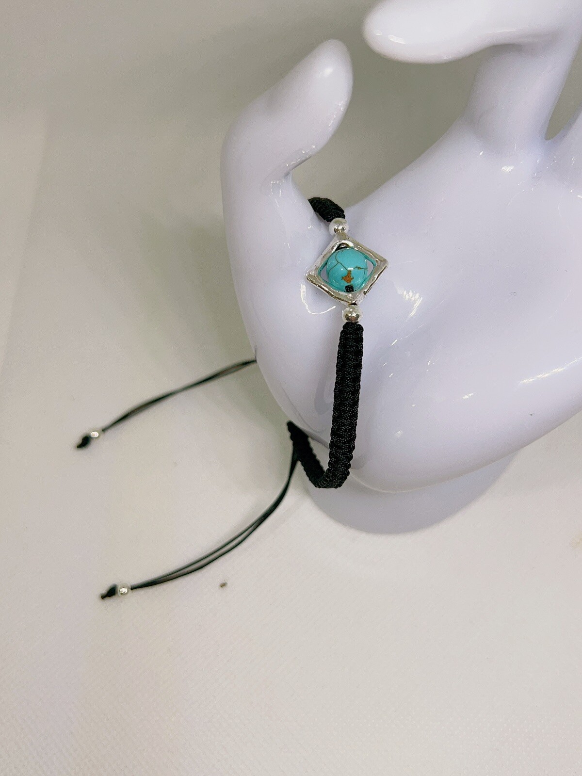 Blue Turquoise bracelet, Macrame Adjustable Bracelet, Gift Idea